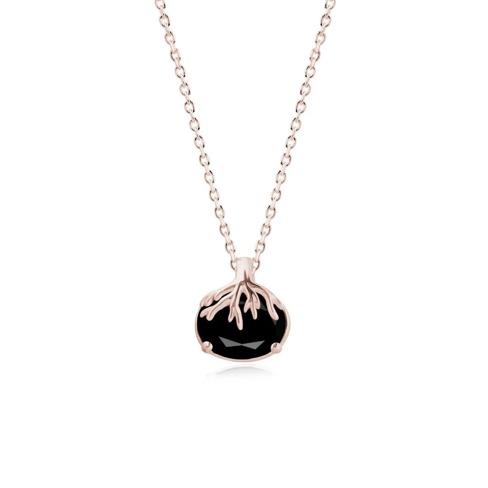 Tree Root Inspired Oval Black Spinel Necklace - Image 2