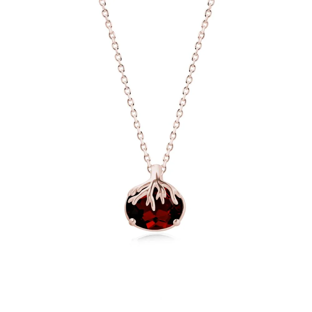 Tree Root Inspired Oval Garnet Necklace - Image 2