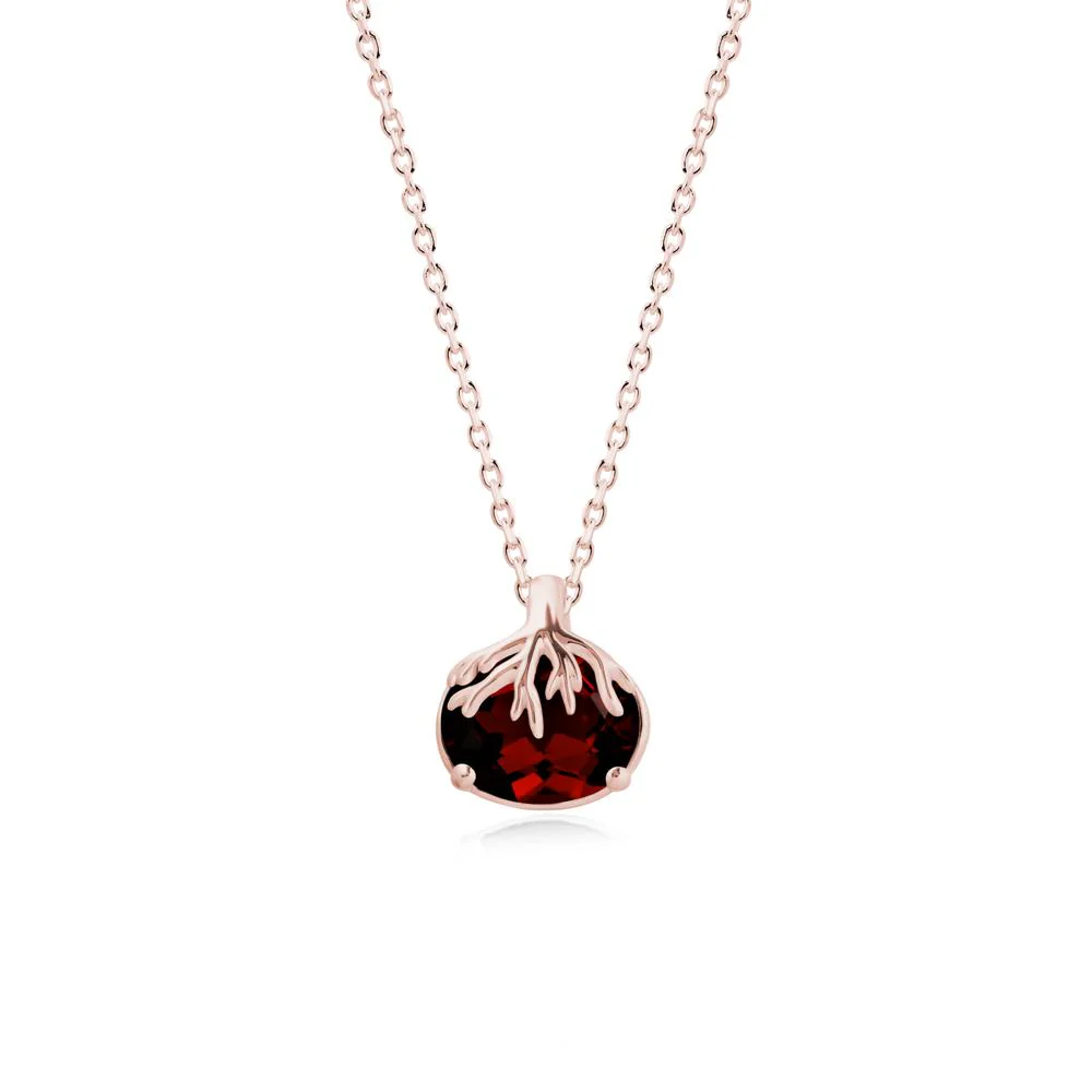 Tree Root Inspired Oval Garnet Necklace - Image 4