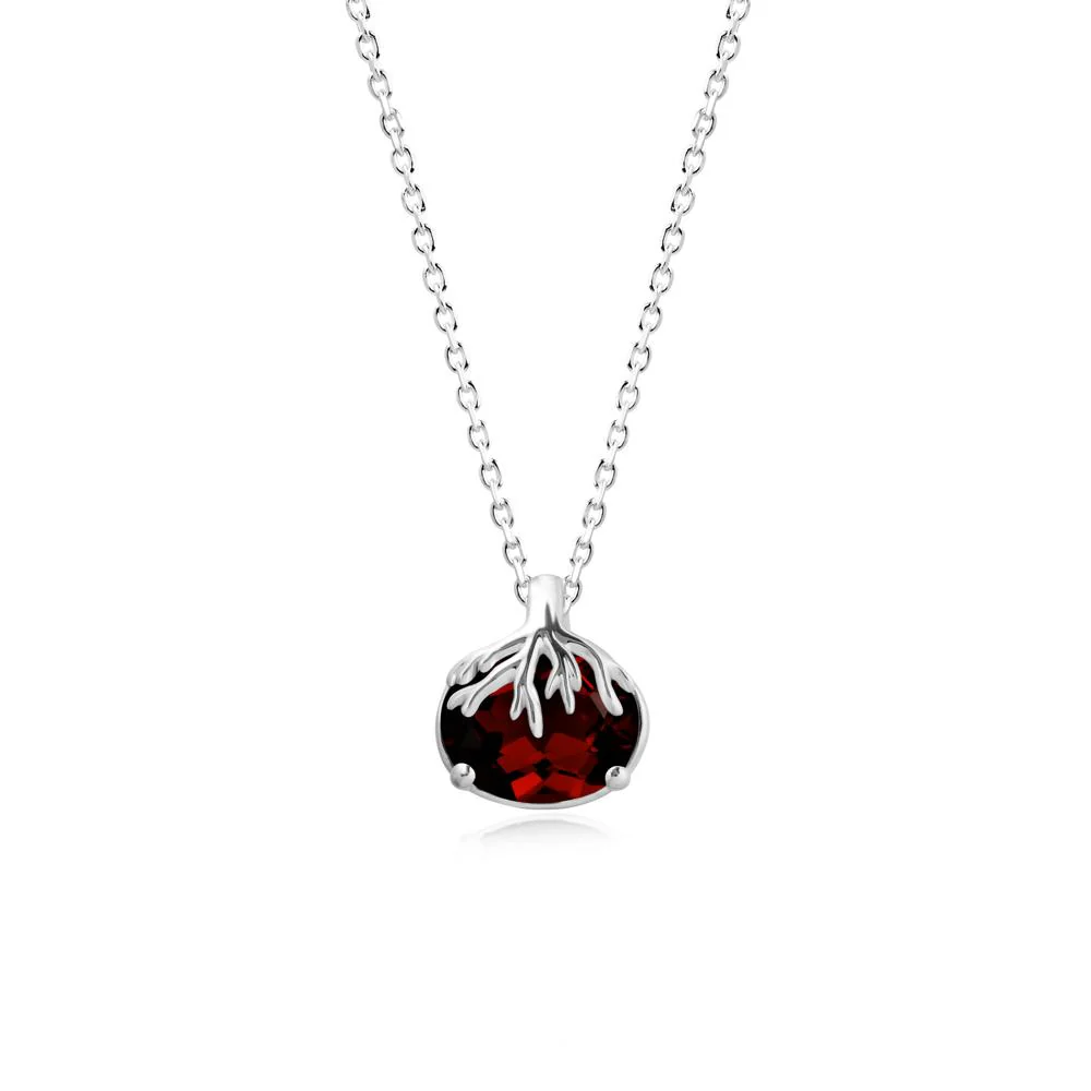 Tree Root Inspired Oval Garnet Necklace - Image 5
