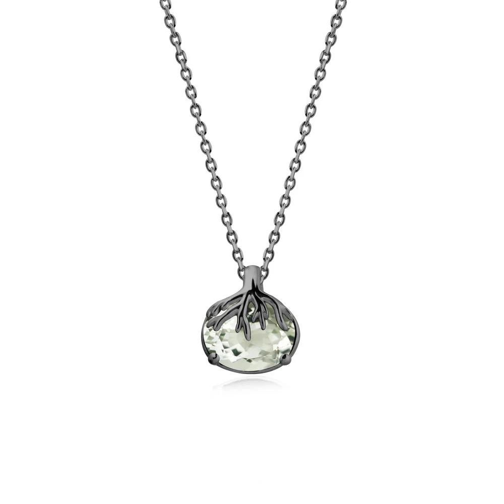 Tree Root Inspired Oval Green Amethyst Pendant