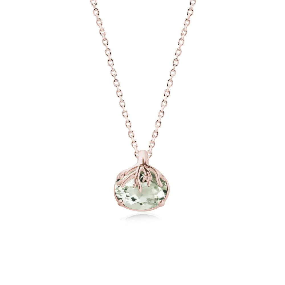 Tree Root Inspired Oval Green Amethyst Pendant - Image 2