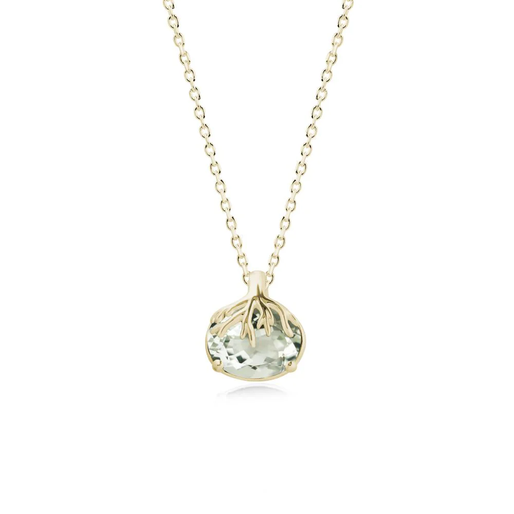 Tree Root Inspired Oval Green Amethyst Pendant - Image 4