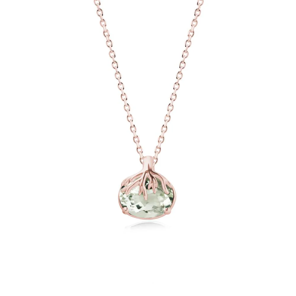 Tree Root Inspired Oval Green Amethyst Pendant - Image 5