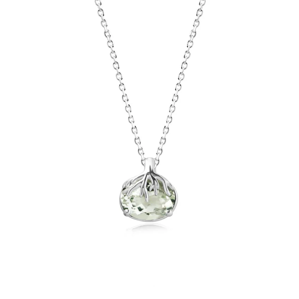 Tree Root Inspired Oval Green Amethyst Pendant - Image 6