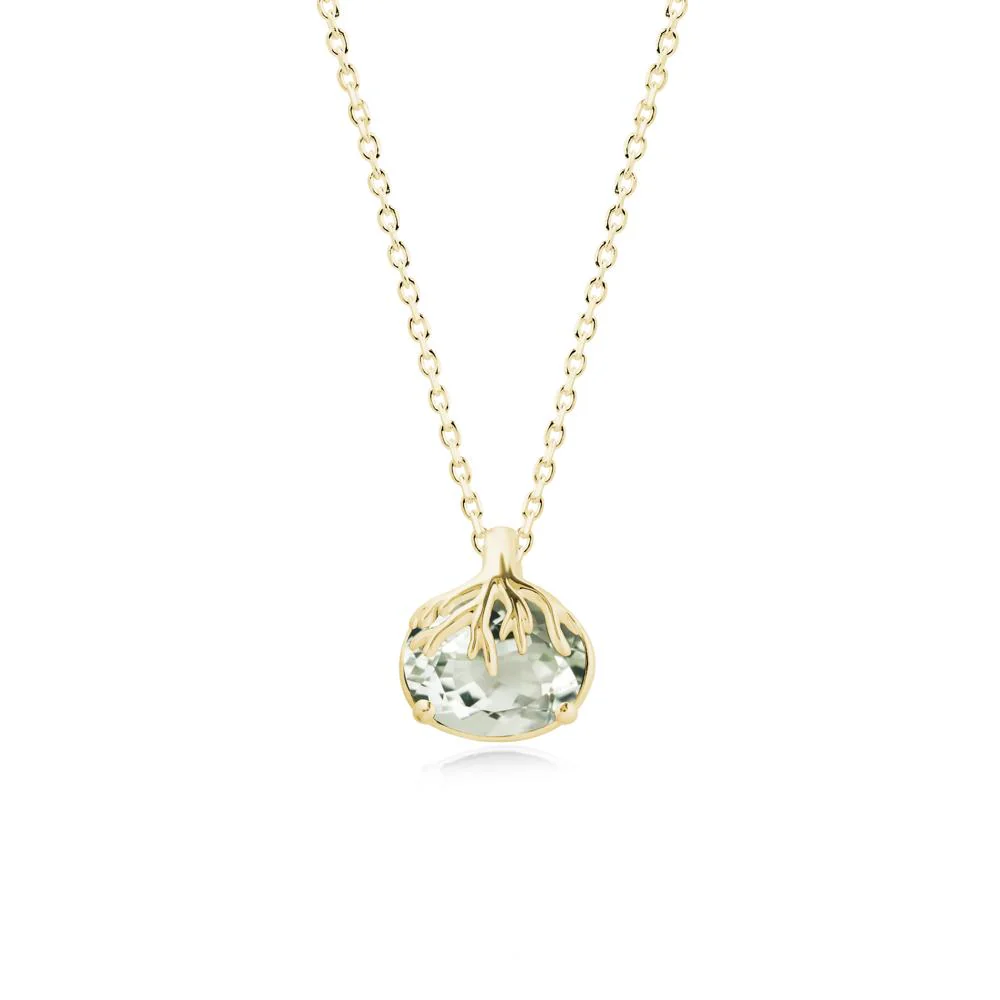 Tree Root Inspired Oval Green Amethyst Pendant - Image 7