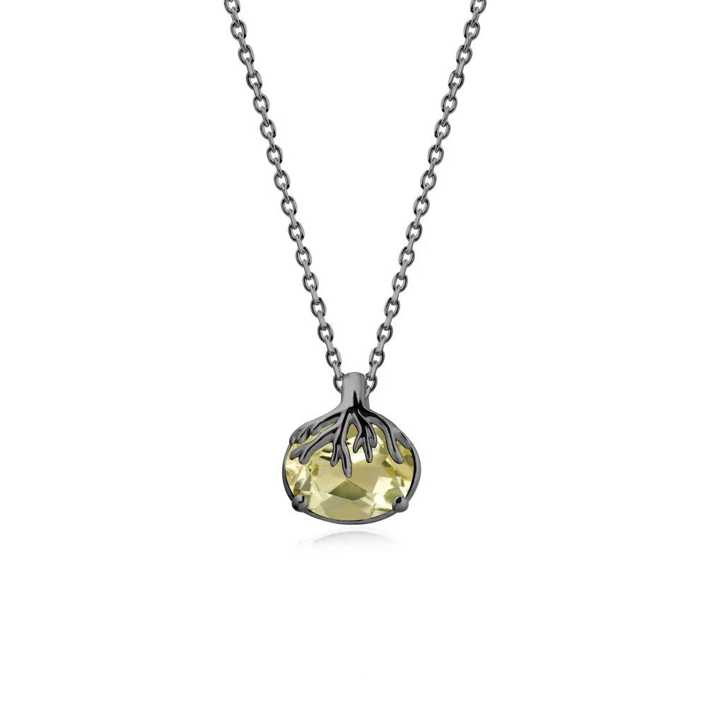 Tree Root Inspired Oval Lemon Quartz Necklace - Image 7