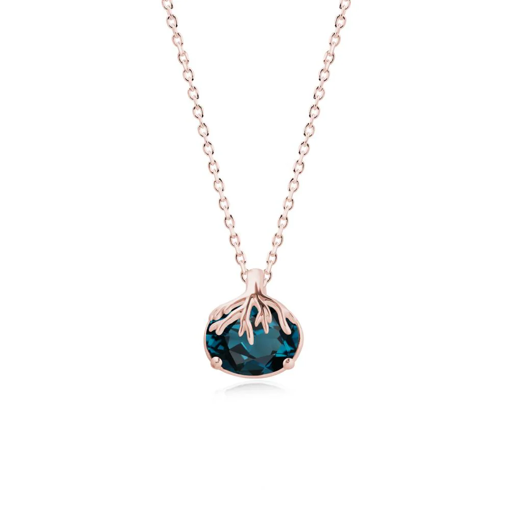 Tree Root Inspired Oval London Blue Topaz Pendant - Image 5