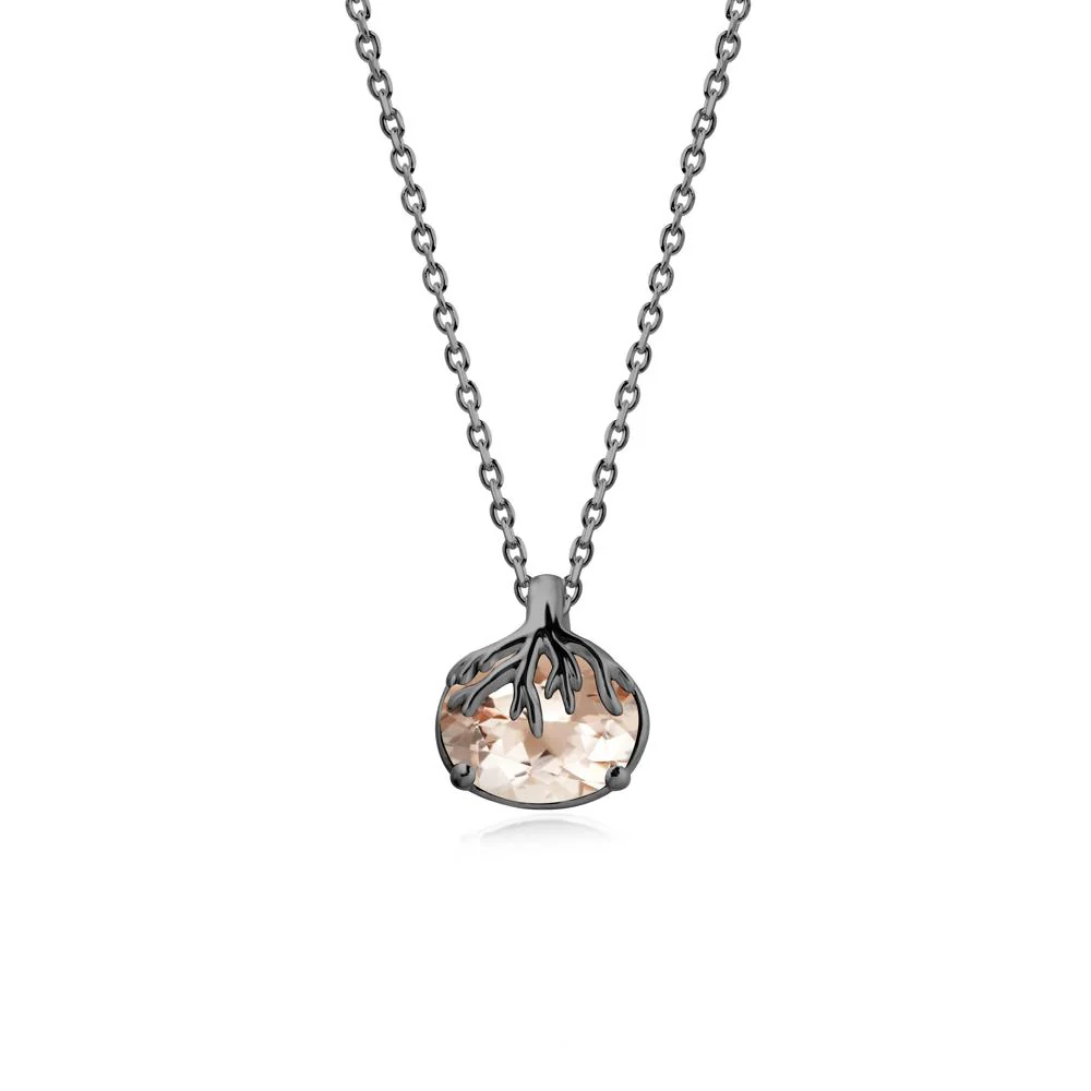 Tree Root Inspired Oval Morganite Pendant