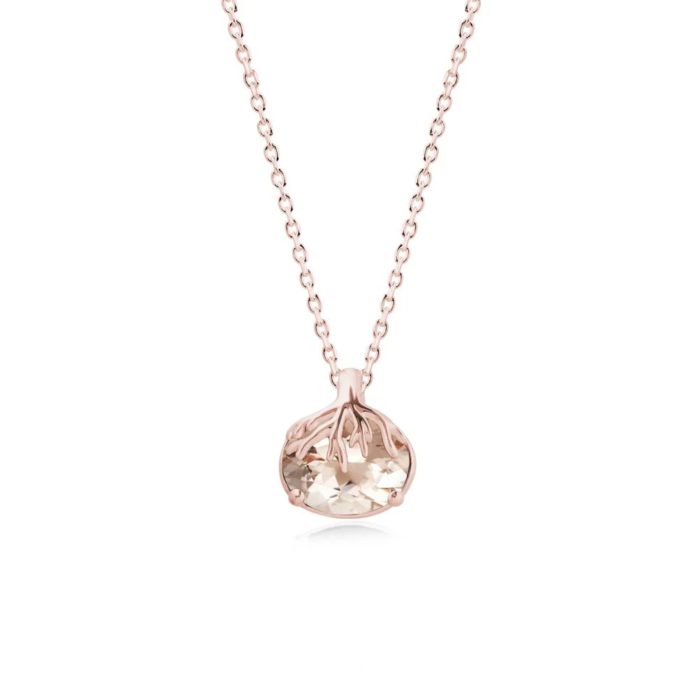Tree Root Inspired Oval Morganite Pendant - Image 5