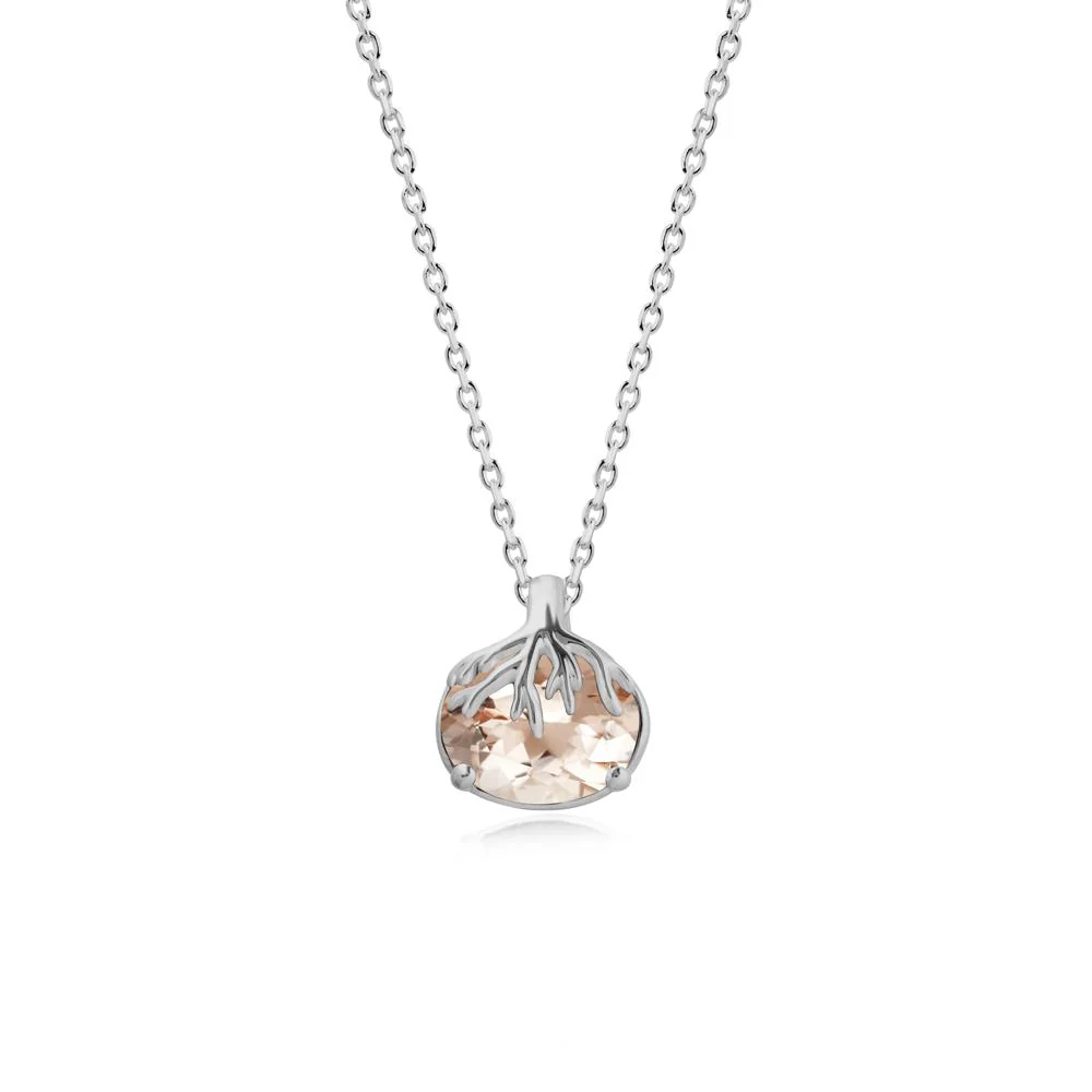 Tree Root Inspired Oval Morganite Pendant - Image 8