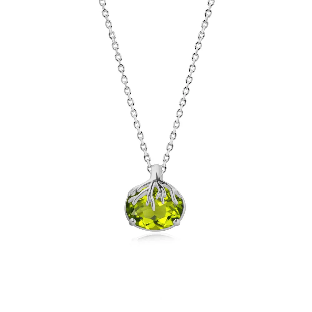 Tree Root Inspired Oval Peridot Pendant
