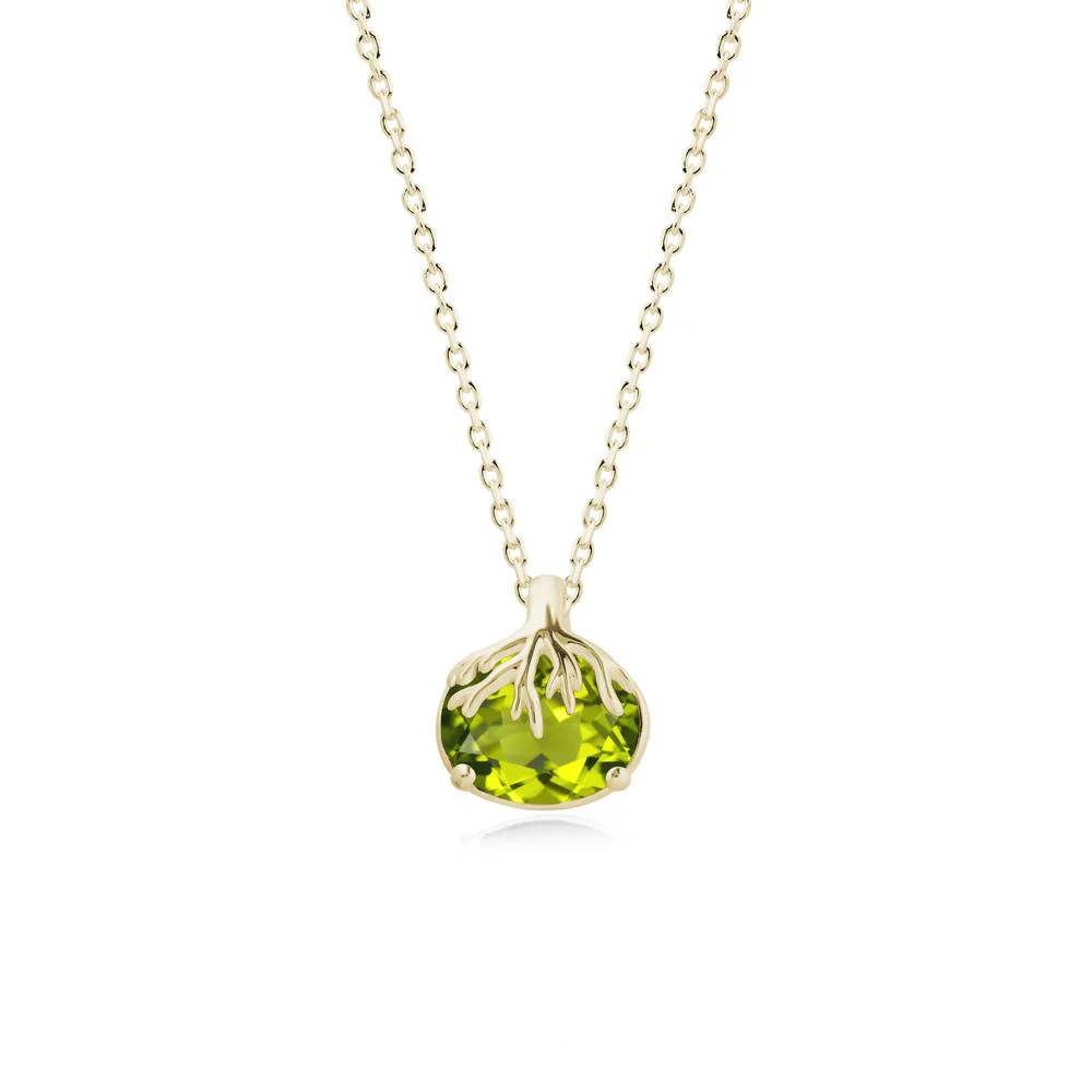 Tree Root Inspired Oval Peridot Pendant - Image 4