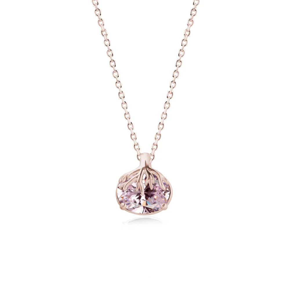 Tree Root Inspired Oval Pink Cubic Zirconia Necklace - Image 2