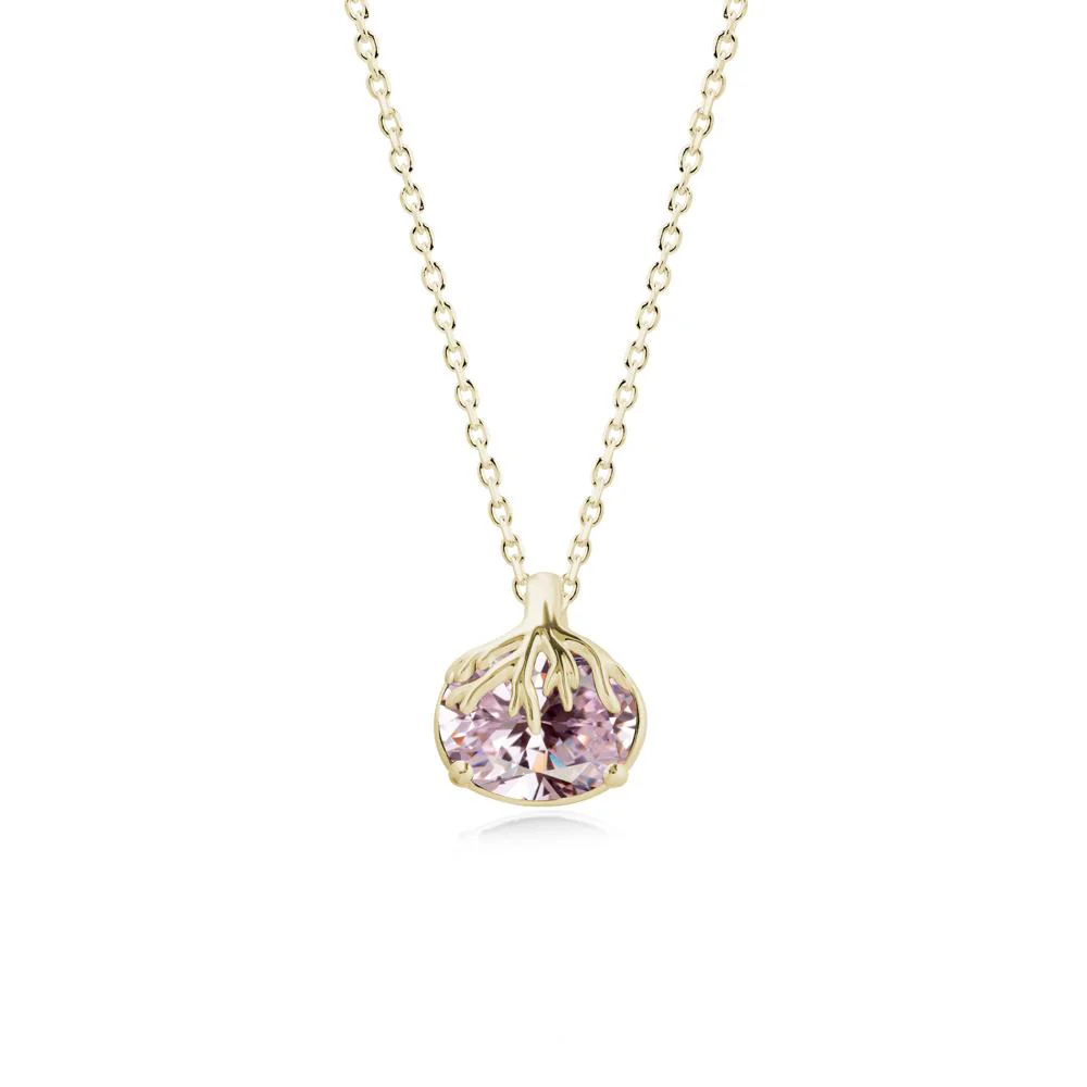 Tree Root Inspired Oval Pink Cubic Zirconia Necklace - Image 4