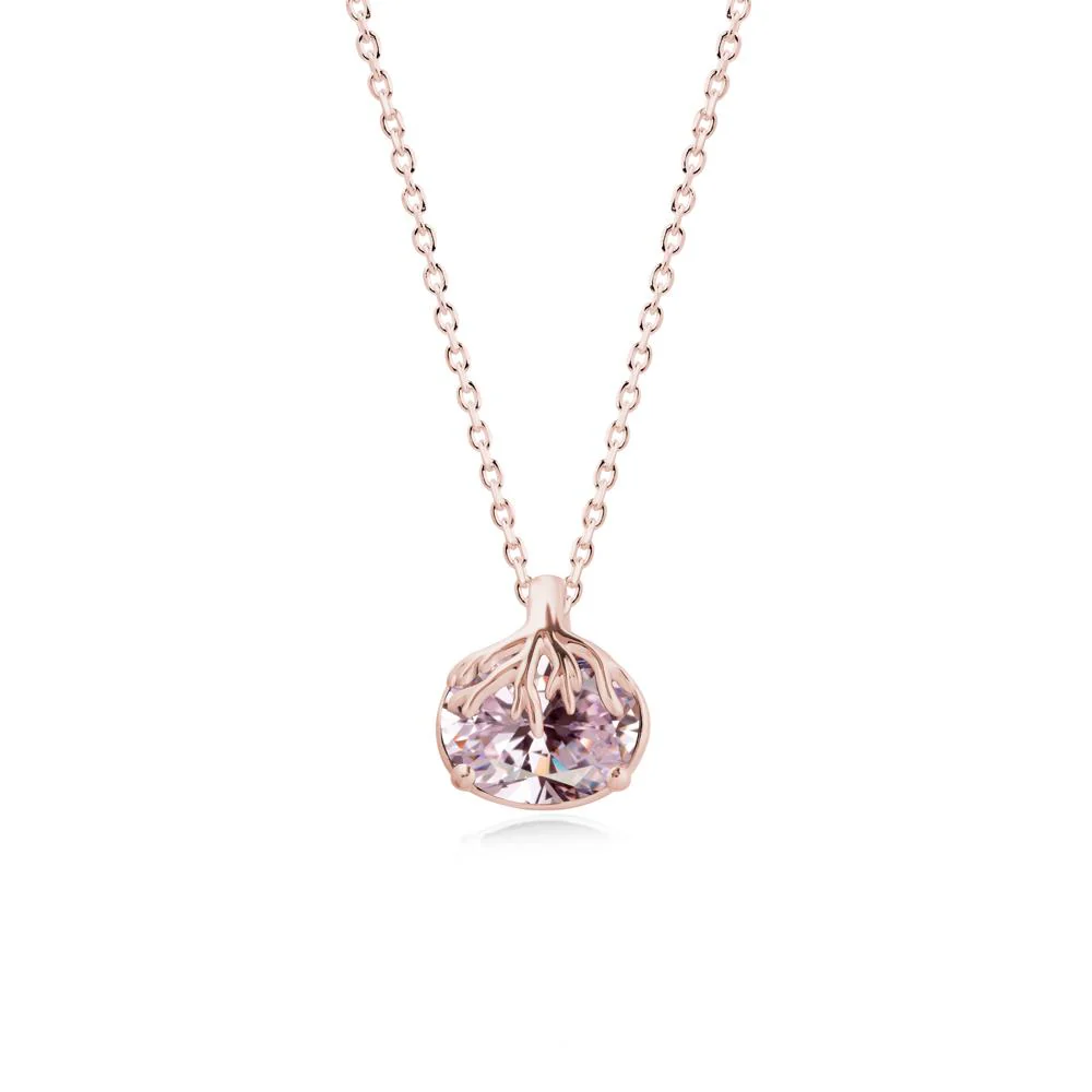Tree Root Inspired Oval Pink Cubic Zirconia Necklace - Image 5