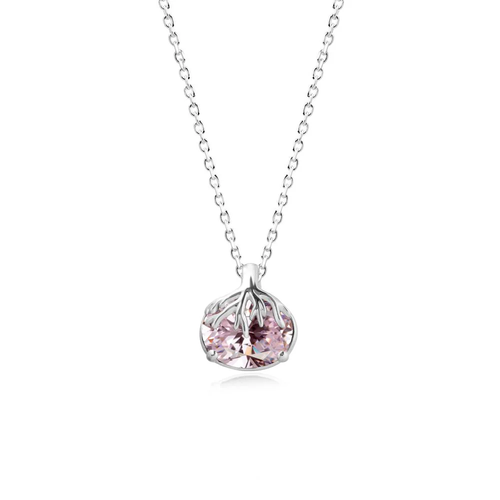 Tree Root Inspired Oval Pink Cubic Zirconia Necklace - Image 6