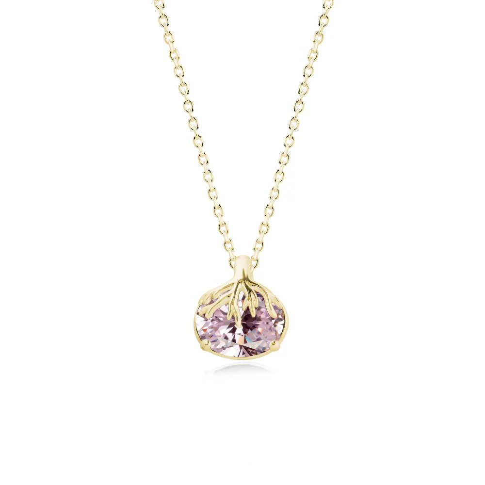 Tree Root Inspired Oval Pink Cubic Zirconia Necklace - Image 7
