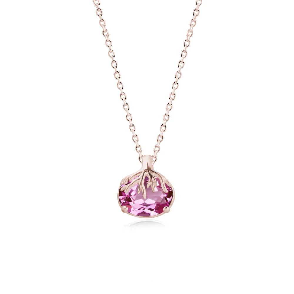 Tree Root Inspired Oval Pink Sapphire Necklace - Image 2