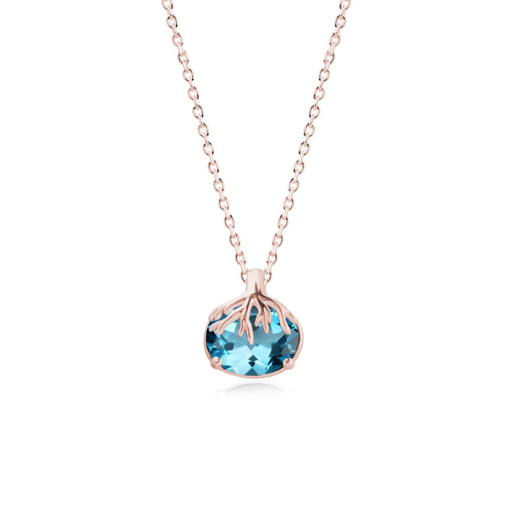 Tree Root Inspired Oval Swiss Blue Topaz Pendant - Image 4