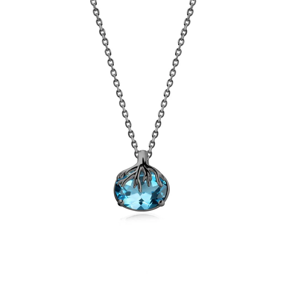 Tree Root Inspired Oval Swiss Blue Topaz Pendant - Image 7