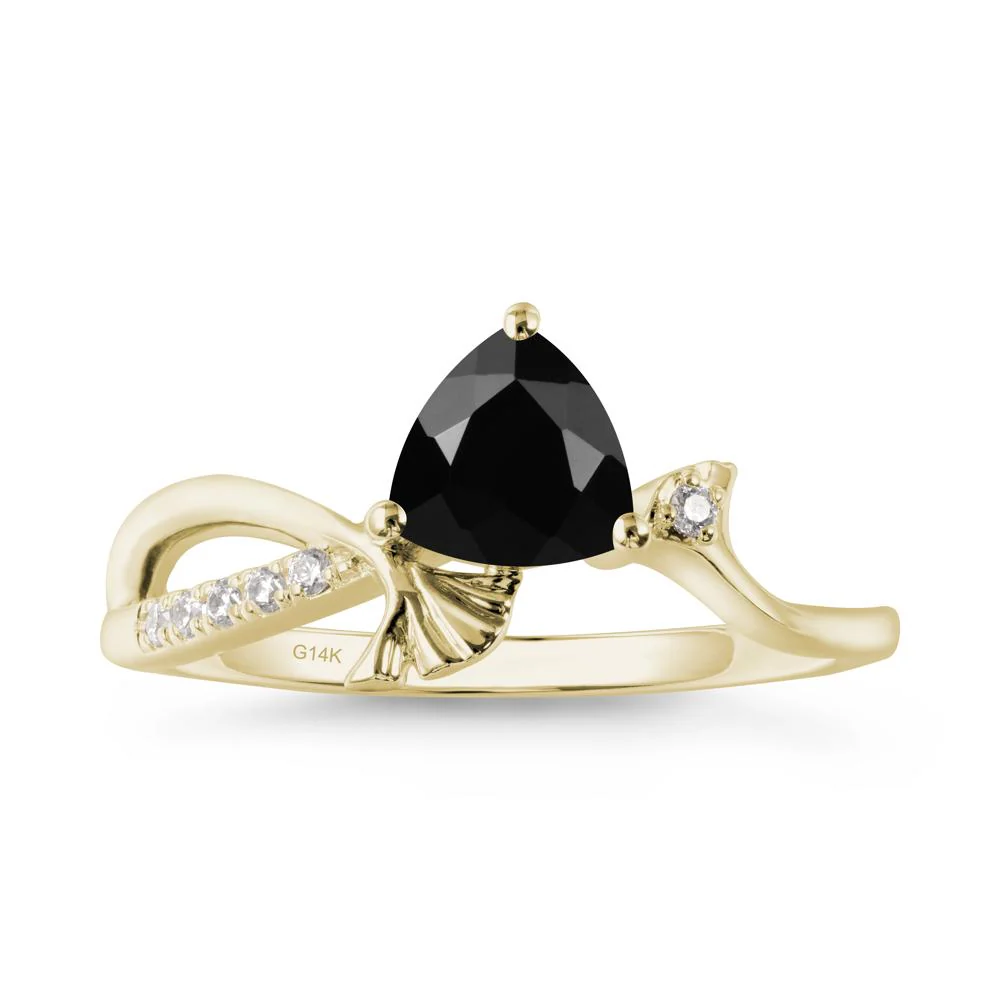 Trillion Black Spinel Ginkgo Leaf Ring - Image 3