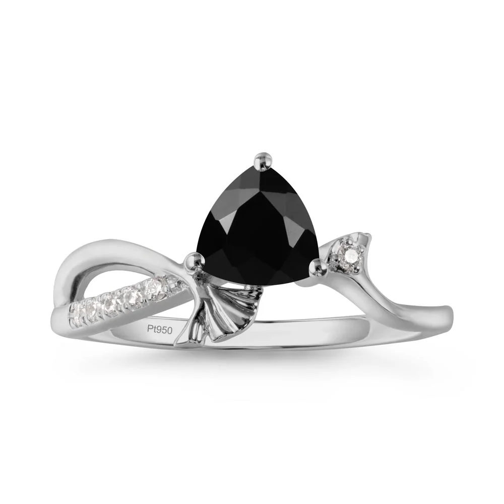 Trillion Black Spinel Ginkgo Leaf Ring - Image 4