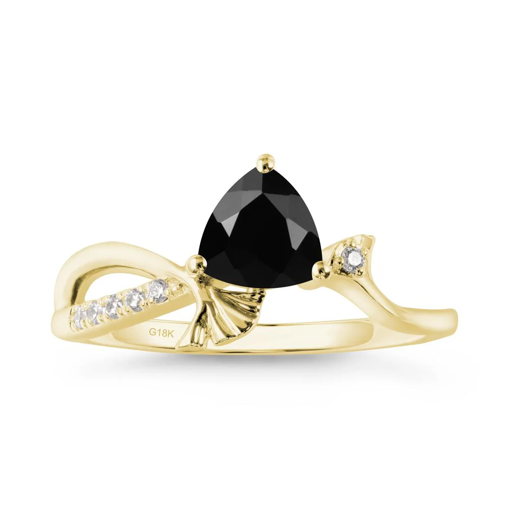 Trillion Black Spinel Ginkgo Leaf Ring - Image 5