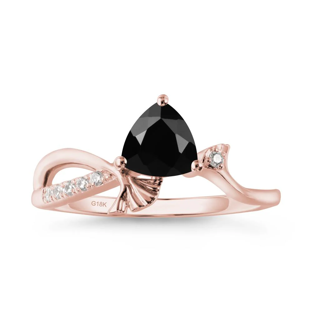 Trillion Black Spinel Ginkgo Leaf Ring - Image 7