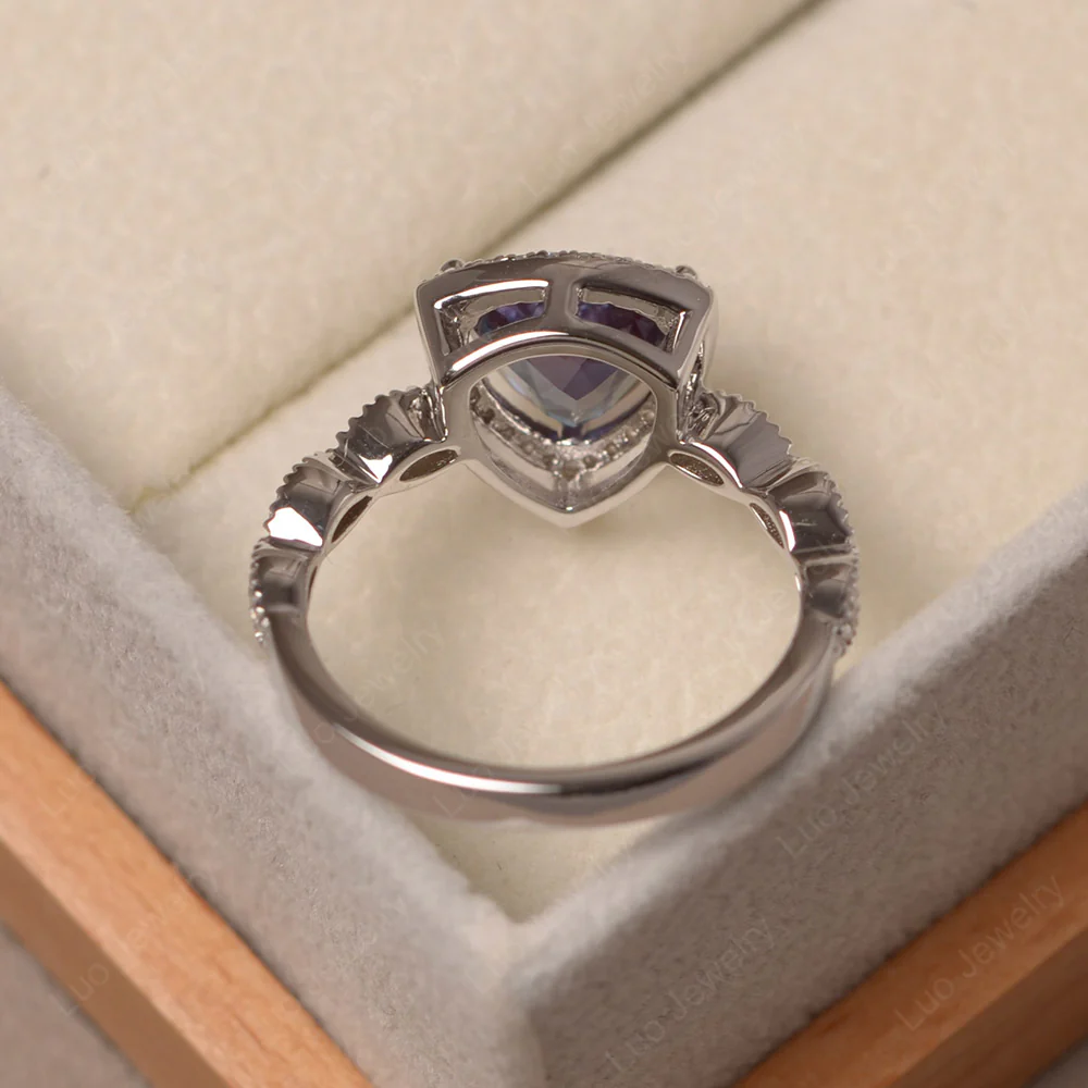 Trillion Cut Alexandrite Cocktail Halo Ring - Image 4