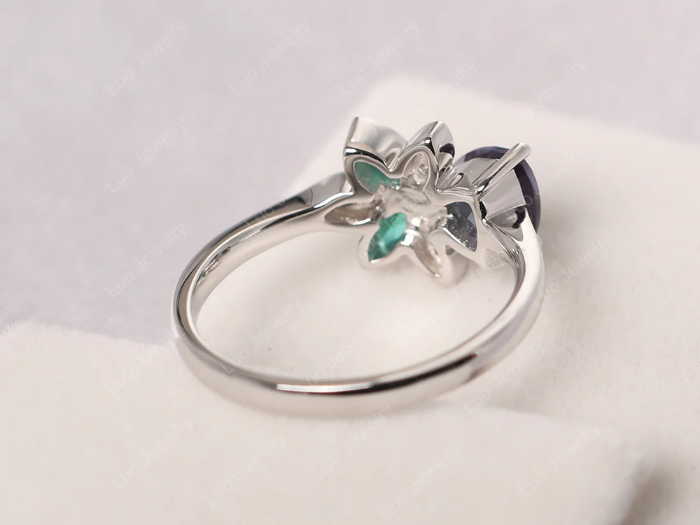 Trillion Cut Alexandrite Flower Ring - Image 3
