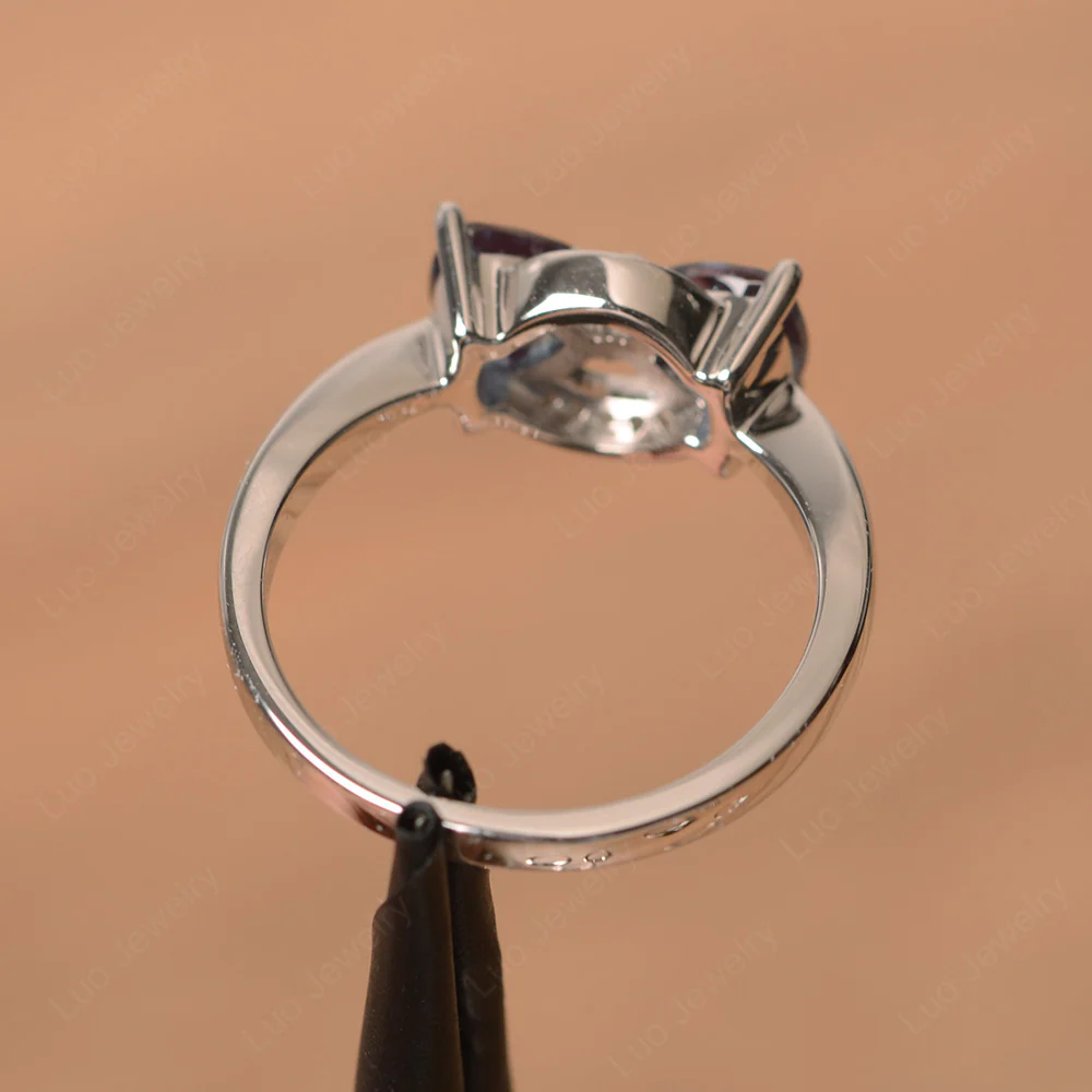 Trillion Cut Alexandrite Two Stone Ring - Image 3