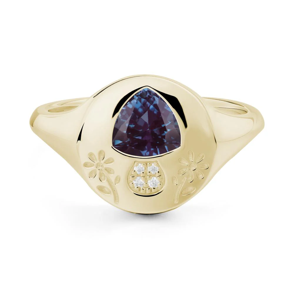 Trillion Cut Alexandrite Signet Ring - Image 3