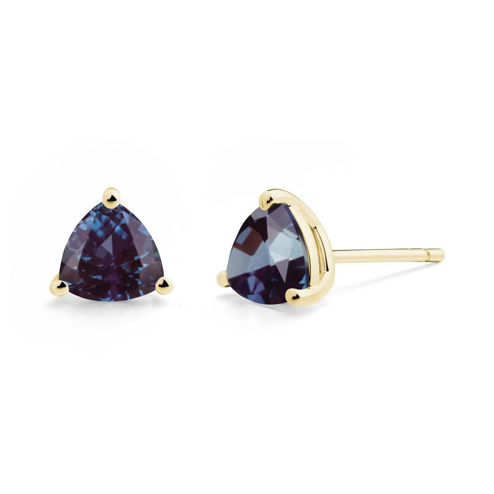 Trillion Cut Alexandrite Stud Earrings - Image 3