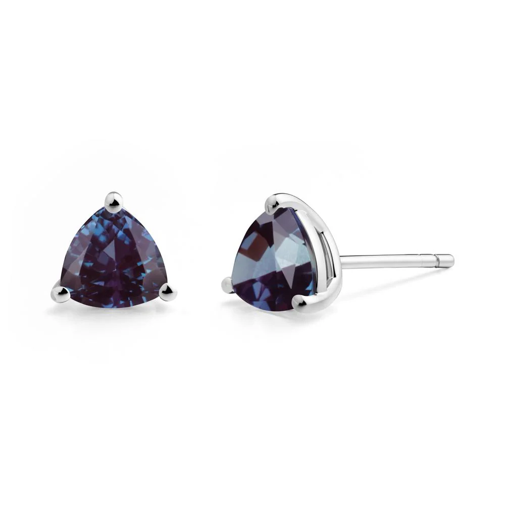 Trillion Cut Alexandrite Stud Earrings - Image 7