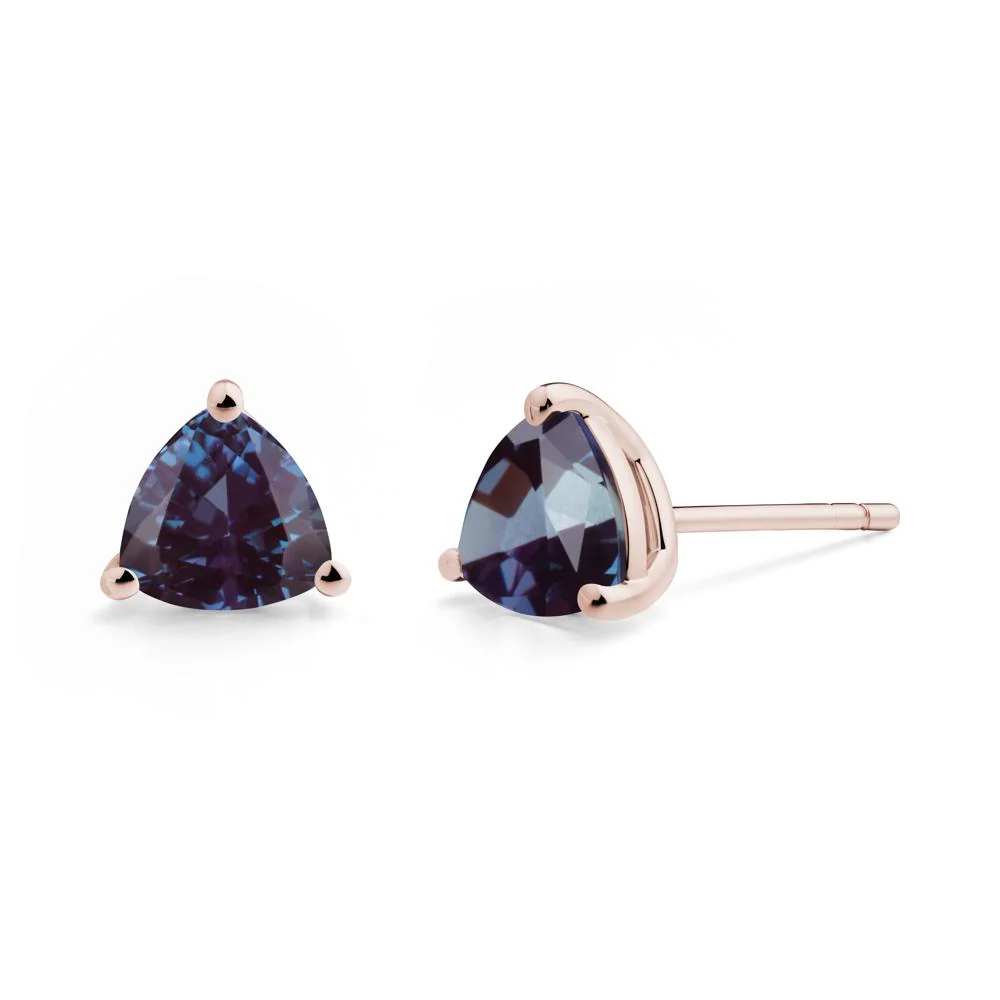 Trillion Cut Alexandrite Stud Earrings - Image 9
