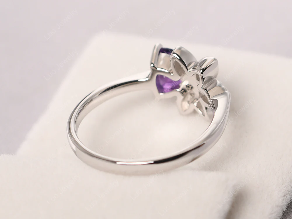 Trillion Cut Amethyst Flower Ring - Image 3