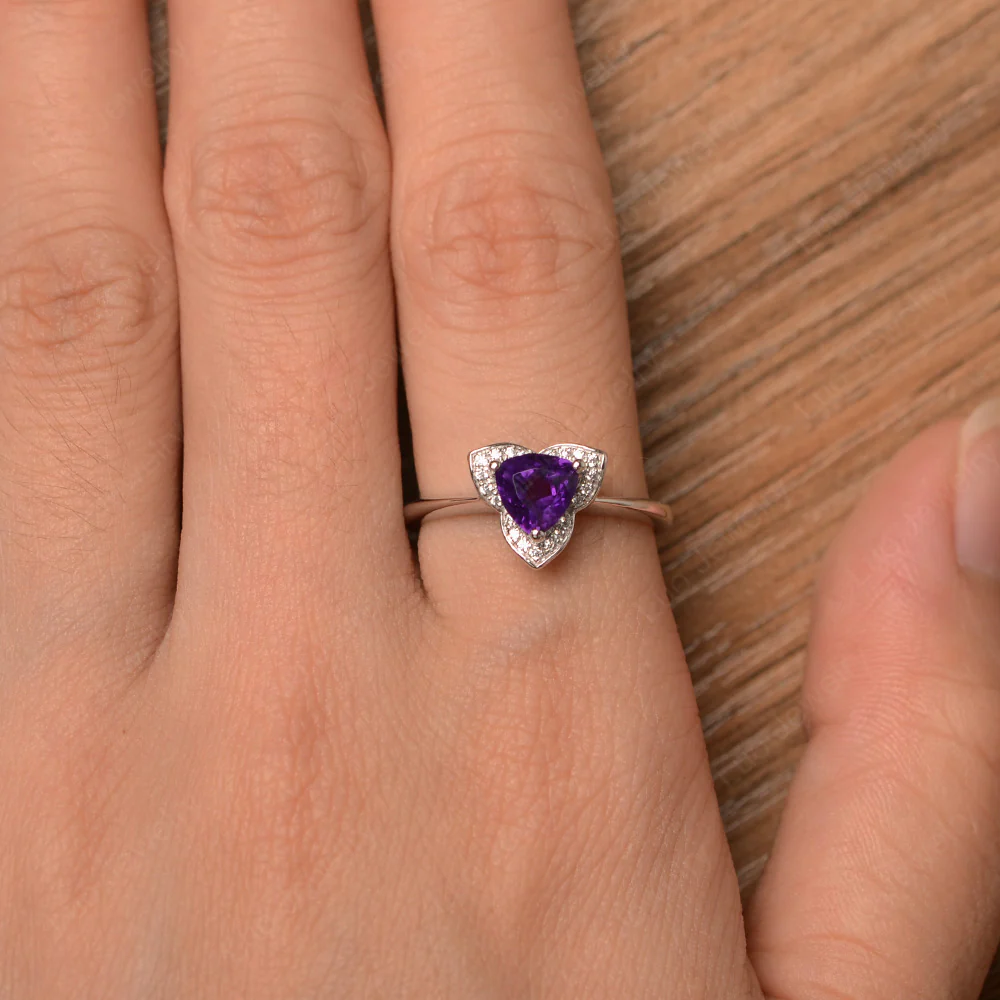 Amethyst Trillion Cut Halo Ring - Image 4