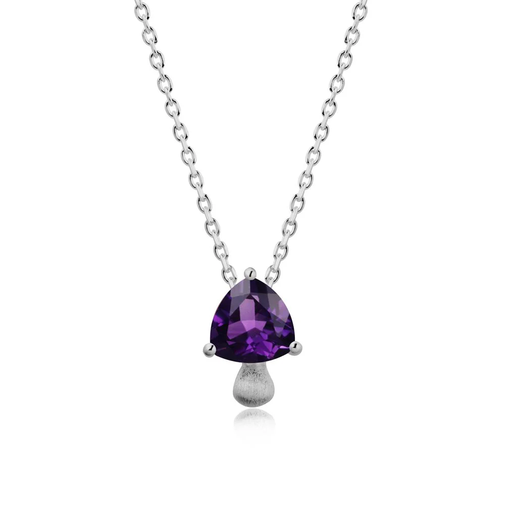 Trillion Cut Amethyst Brushed Necklace