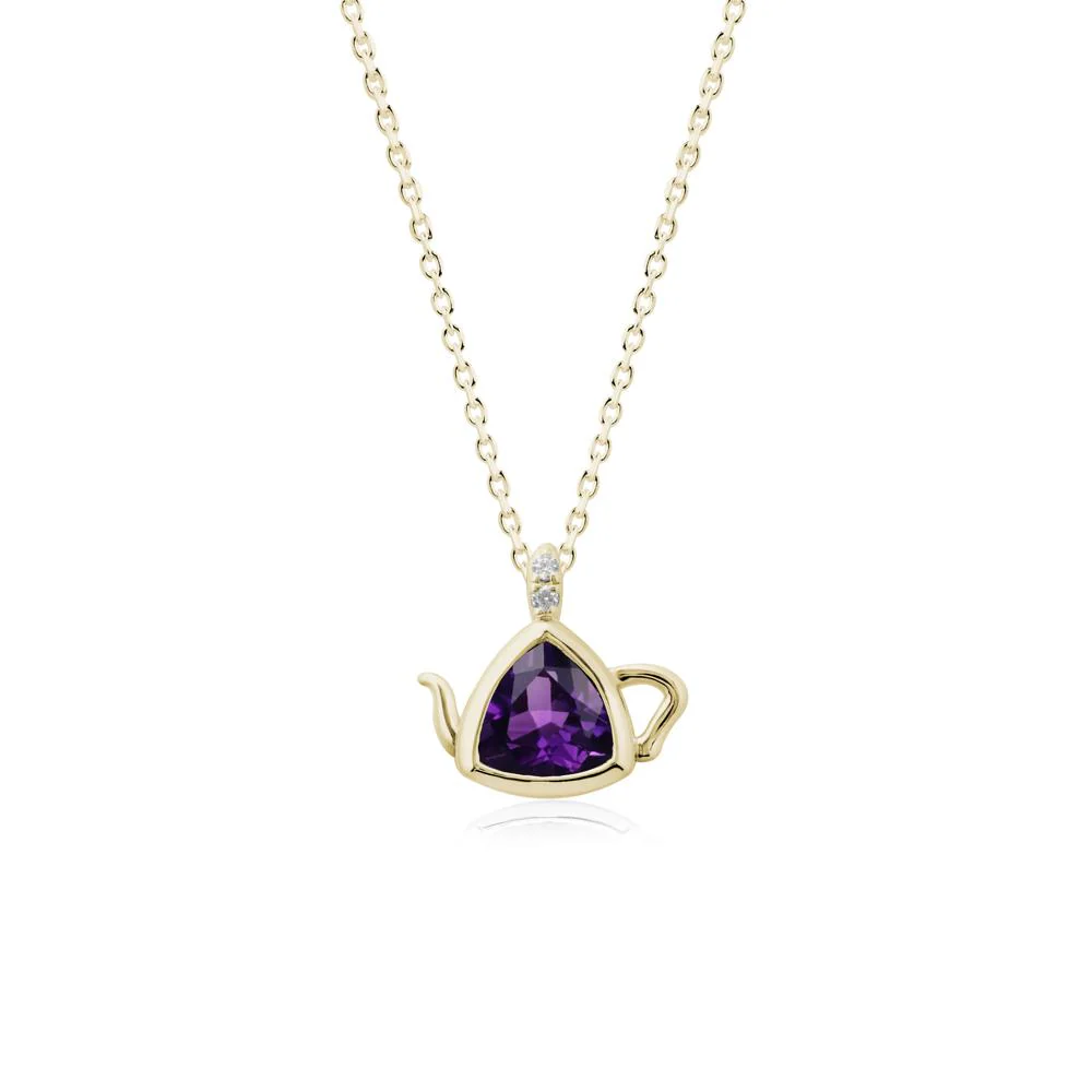Trillion Cut Amethyst Pendant Necklace - Image 3