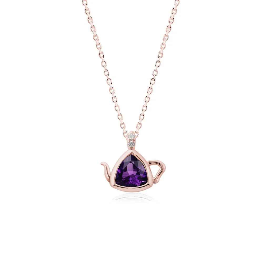 Trillion Cut Amethyst Pendant Necklace - Image 4