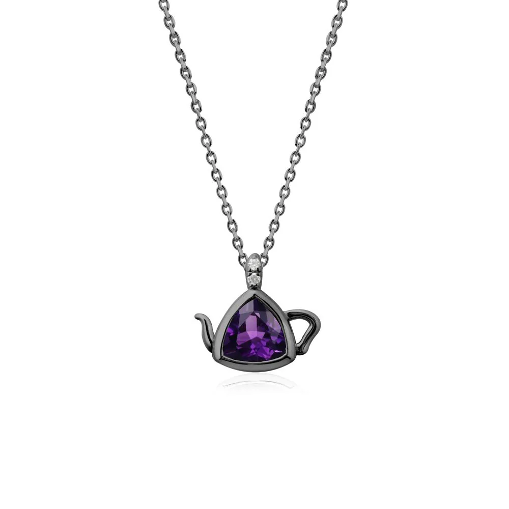 Trillion Cut Amethyst Pendant Necklace - Image 7