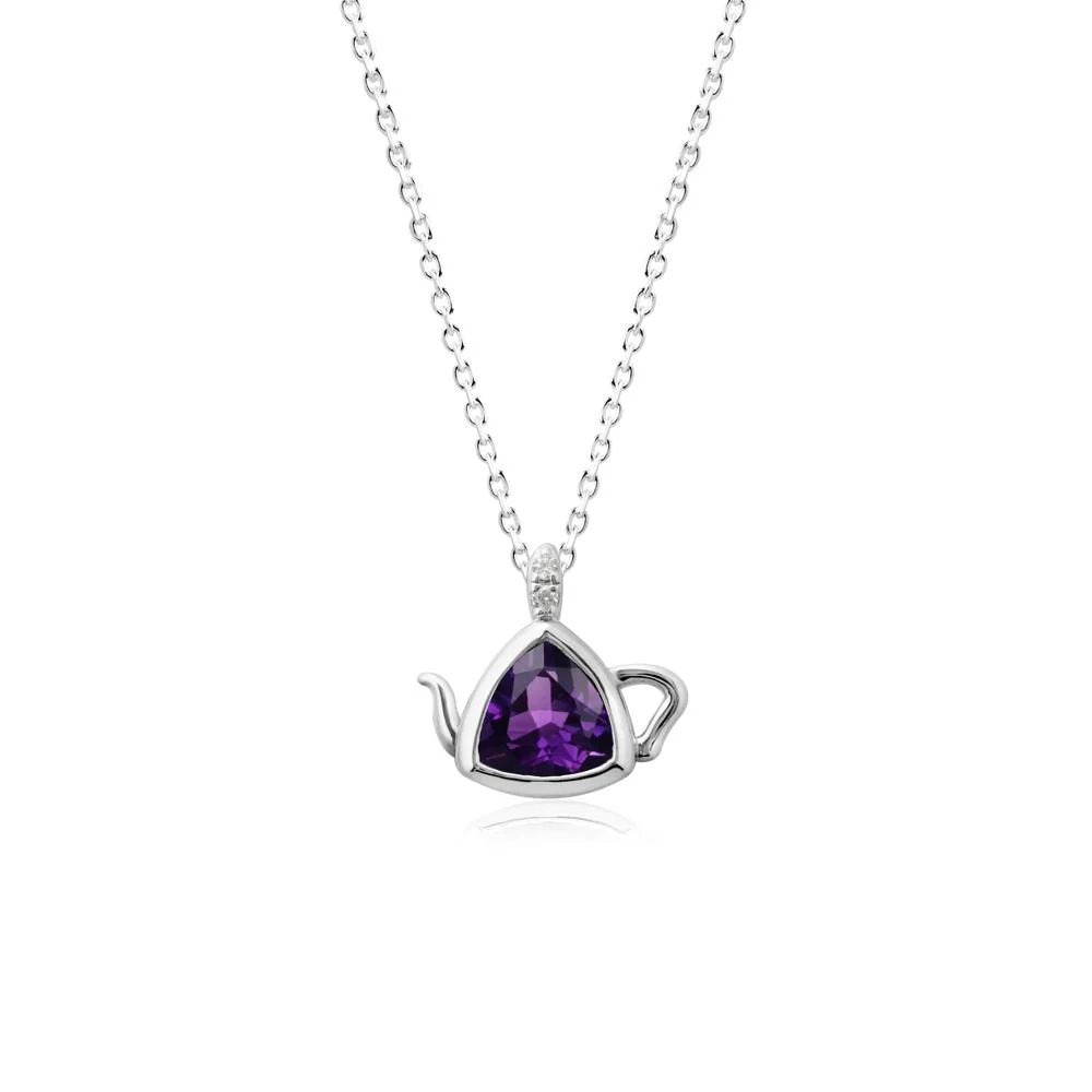 Trillion Cut Amethyst Pendant Necklace - Image 9