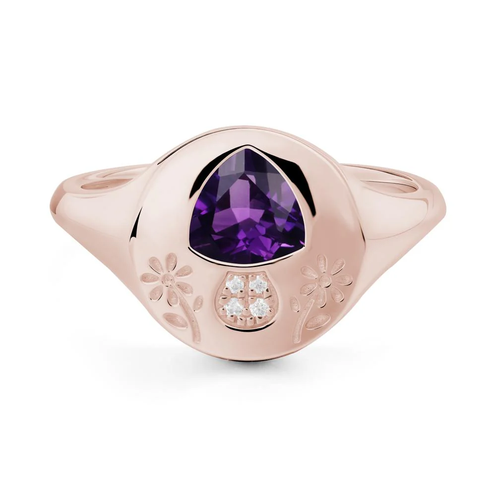 Trillion Cut Amethyst Signet Ring