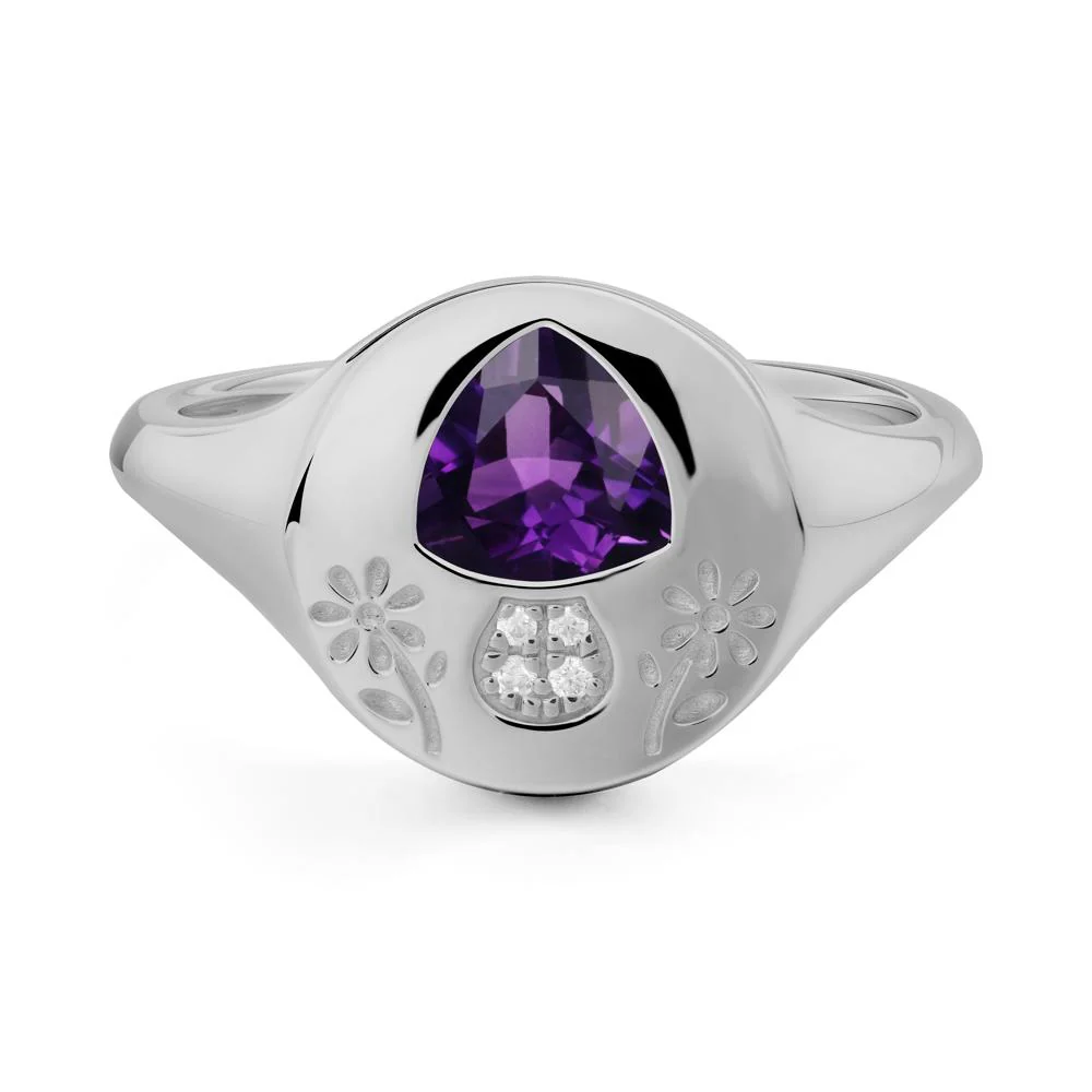 Trillion Cut Amethyst Signet Ring - Image 2