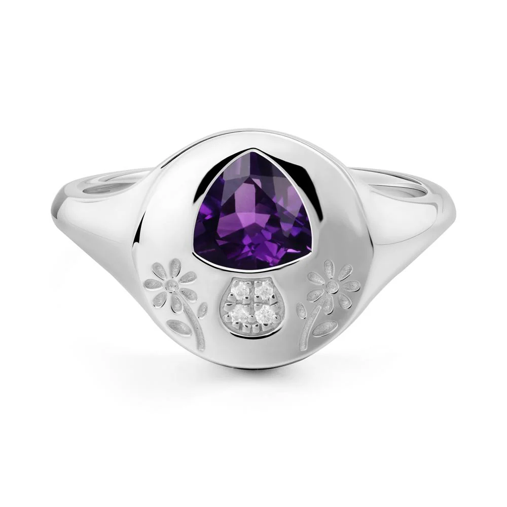 Trillion Cut Amethyst Signet Ring - Image 3