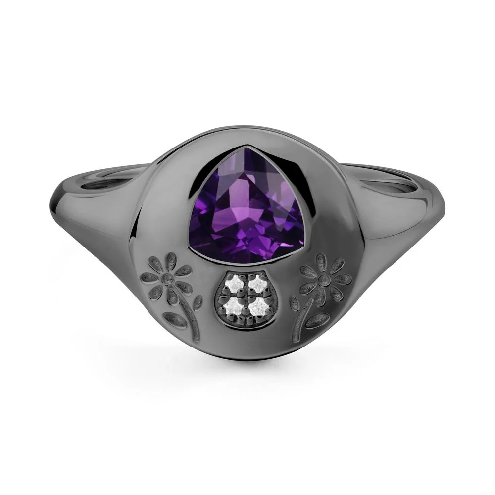 Trillion Cut Amethyst Signet Ring - Image 4