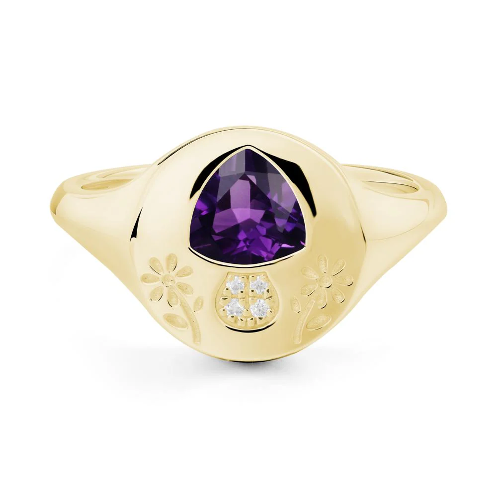 Trillion Cut Amethyst Signet Ring - Image 8