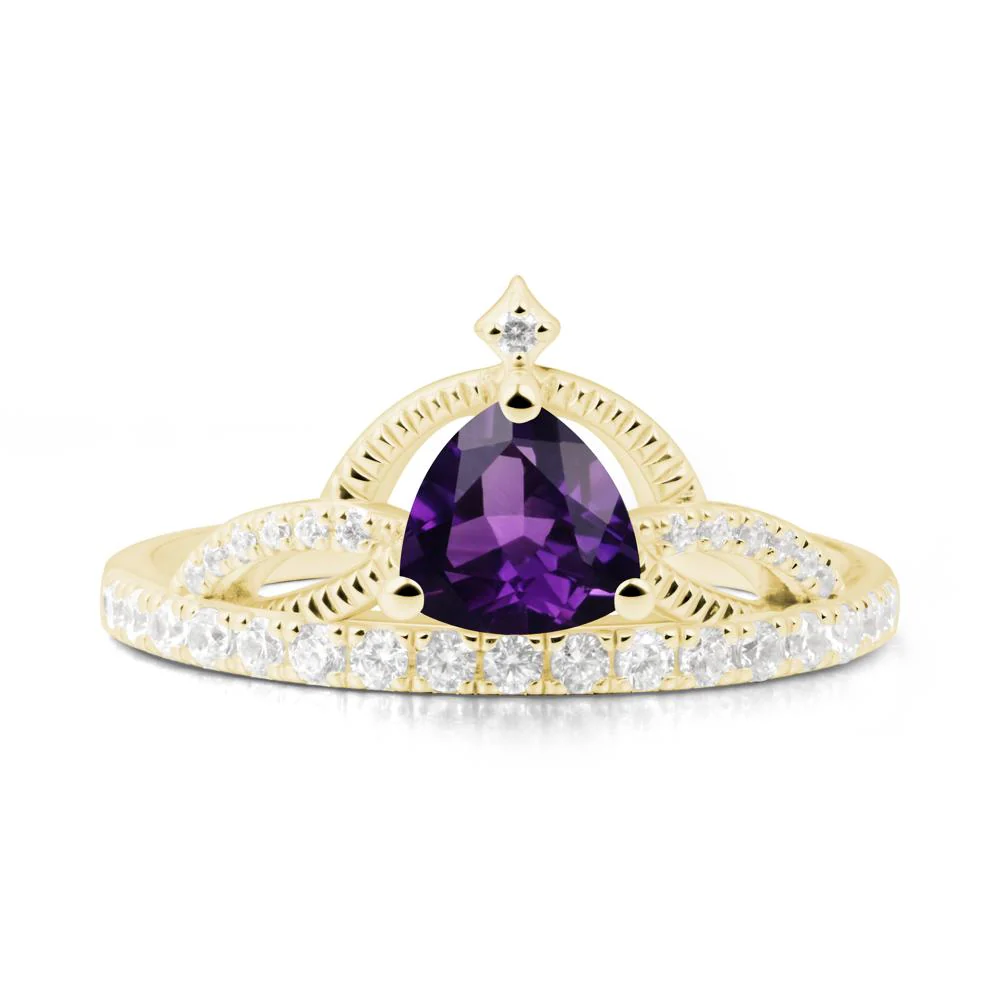 Trillion Cut Amethyst Tiara Ring - Image 7