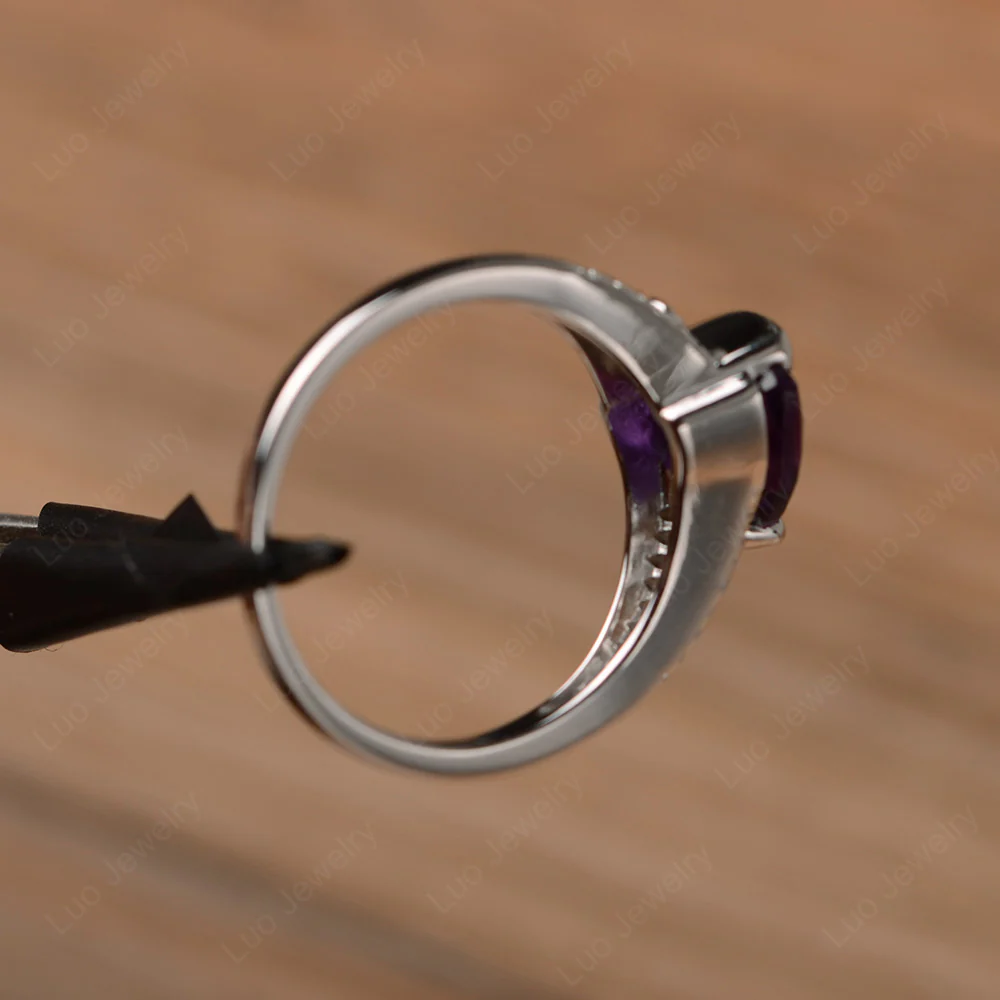 Trillion Cut Amethyst Horizontal Ring - Image 2